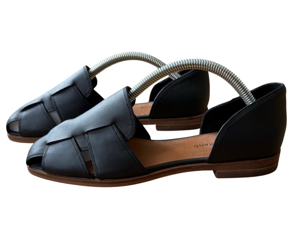 Lucky Brand Black Danuka Woven Fisherman Flat Sandals Size 8.5 Minimal Huarache